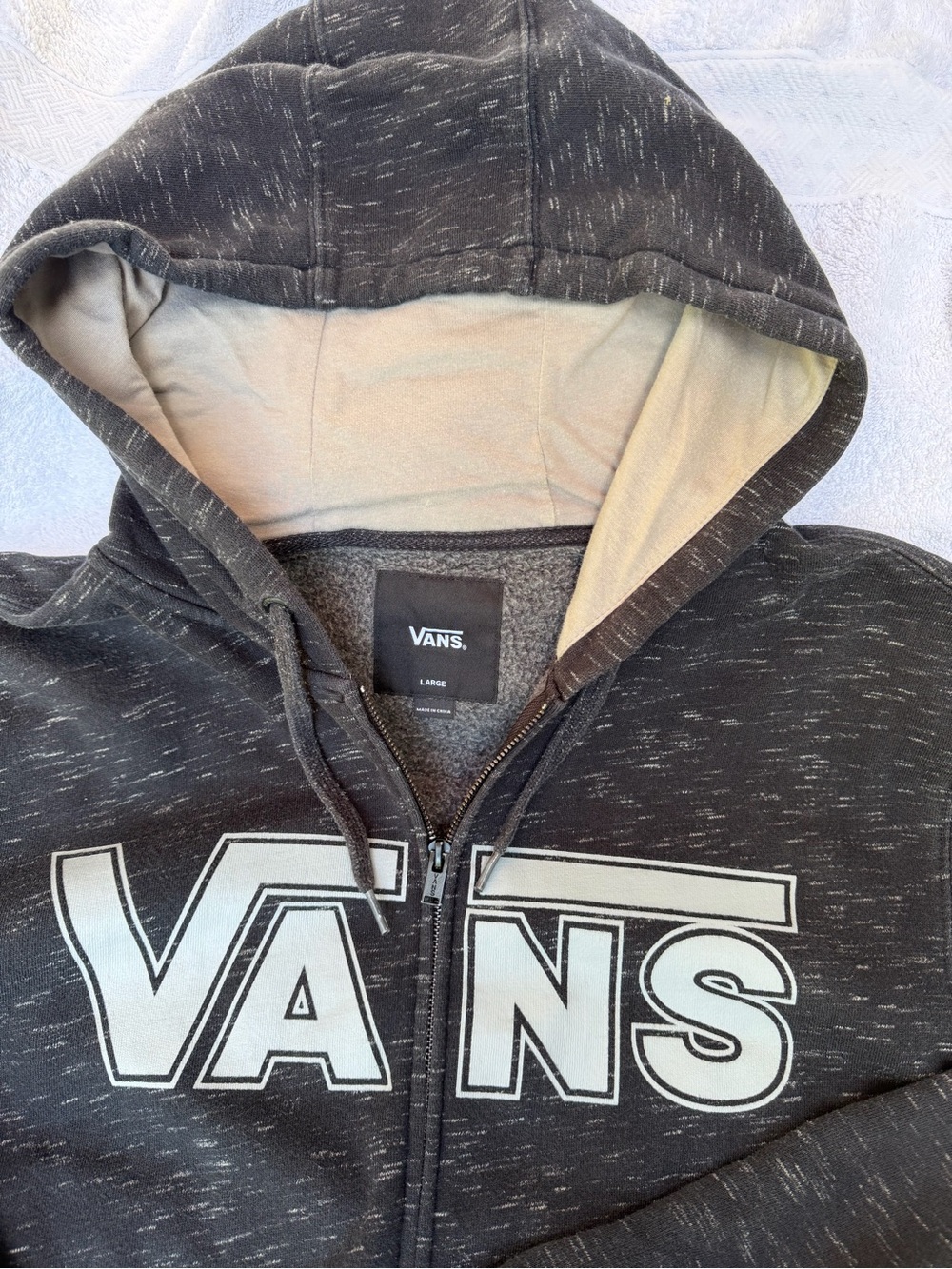 VANS Heather Gray Hoodie Jacket sz L